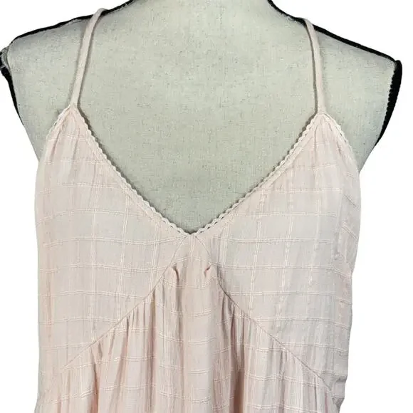 Aerie X-Large Maxi Dress V-Neck Lined Adjustable Spaghetti Straps Textured Pink - Picture 2 of 11